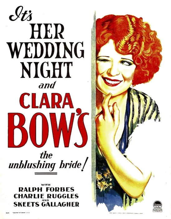 Framed Print : HER WEDDING NIGHT, Clara Bow on window card, 1930