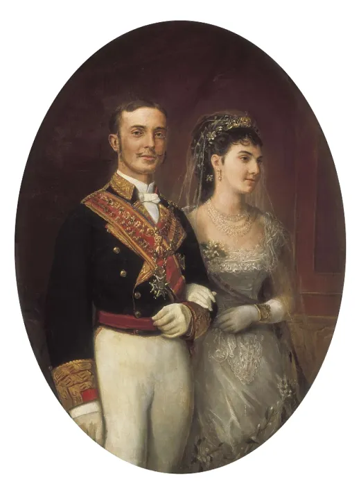 Framed Print : Wedding portrait of Alfonso XII and Mara de las Mercedes. Oil on canvas. AISA / Everett Collection**US SALES ONLY** Framed Print : Wedding portrait of Alfonso XII and Mara de las Mercedes. Oil on canvas. AISA / Everett Collection**US SALES ONLY**