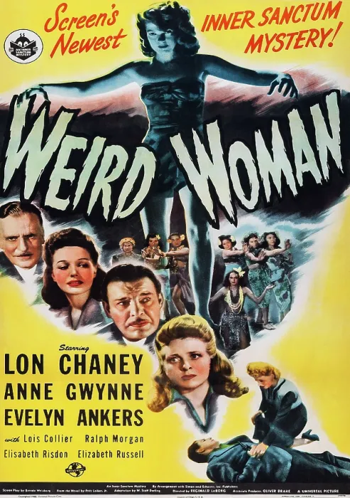 Framed Print : WEIRD WOMAN, US poster art, Anne Gwynne (top), Lon Chaney Jr. (second from bottom), 1944 Framed Print : WEIRD WOMAN, US poster art, Anne Gwynne (top), Lon Chaney Jr. (second from bottom), 1944