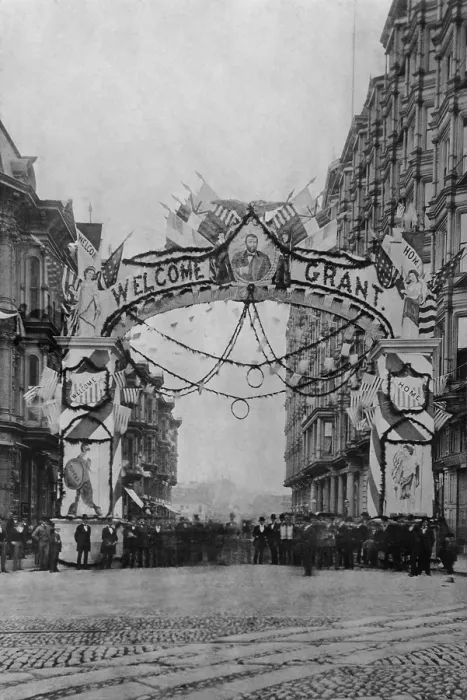 Framed Print : Welcome Home Grant, reads an arch over a San Francisco street, September 20, 1879