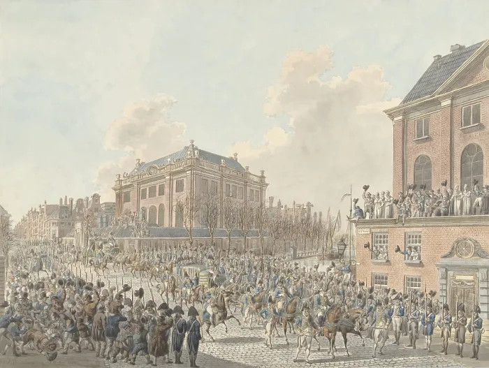 Framed Print : Welcome of Louis Napoleon as King of Holland, Amsterdam, April 20, 1808, by Jan Anthonie Langendijk Dzn, Dutch drawing with color (BSLOC_2016_2_252) Framed Print : Welcome of Louis Napoleon as King of Holland, Amsterdam, April 20, 1808, by Jan Anthonie Langendijk Dzn, Dutch drawing with color (BSLOC_2016_2_252)