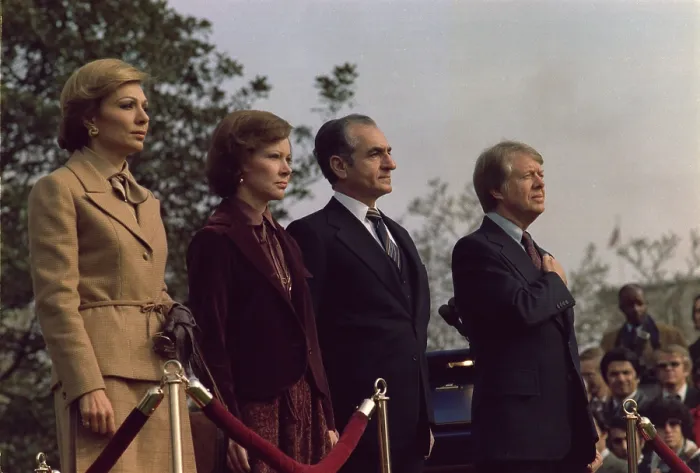 Framed Print : The welcoming ceremony for the Shah of Iran and Shahbanou of Iran with President
