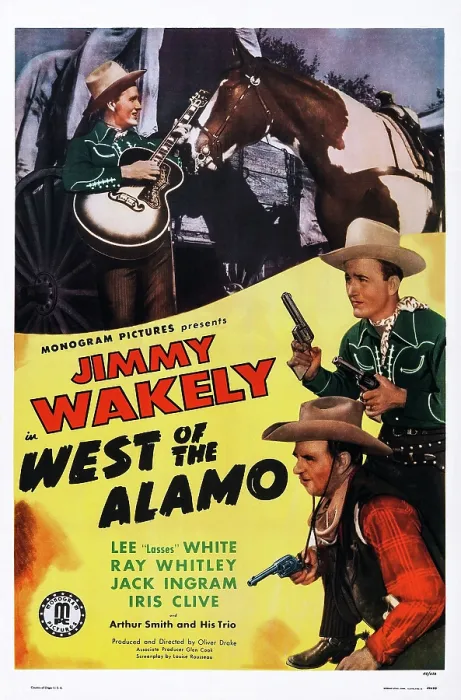 Framed Print : WEST OF THE ALAMO, US poster art, top left: Jimmy Wakely; right, from bottom: Lee Lasses White, Jimmy Wakely, 1946