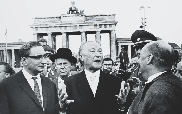 Framed Print : West German Chancellor Konrad Adenauer at Brandenburg Gate, Oct. 31, 1963. Adenauer, was the first Chancellor of the West German Federal Republic, an office he held for 14 years Framed Print : West German Chancellor Konrad Adenauer at Brandenburg Gate, Oct. 31, 1963. Adenauer, was the first Chancellor of the West German Federal Republic, an office he held for 14 years
