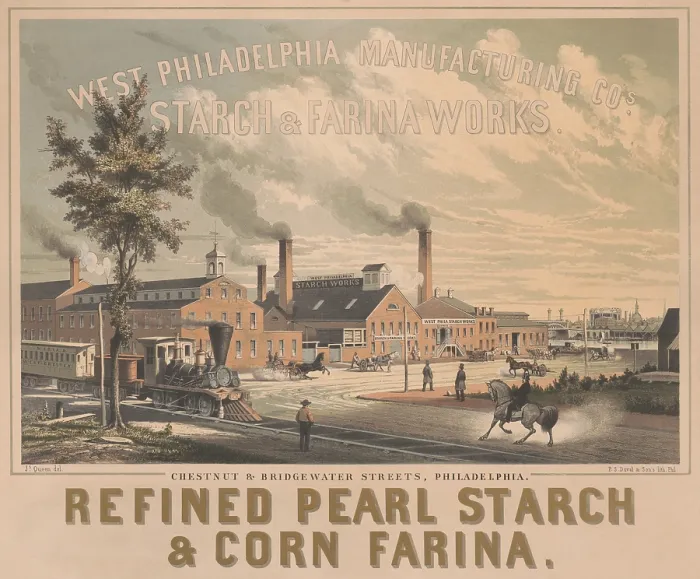 Framed Print : West Philadelphia Manufacturing Company's Starch & Farina works in 1858