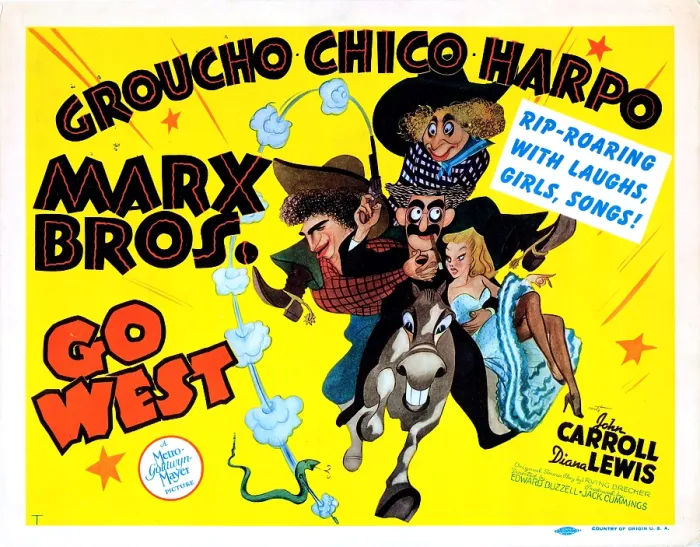 Framed Print : GO WEST, US poster, Chico Marx, Groucho Marx, Harpo Marx [The Marx Brothers], 1940