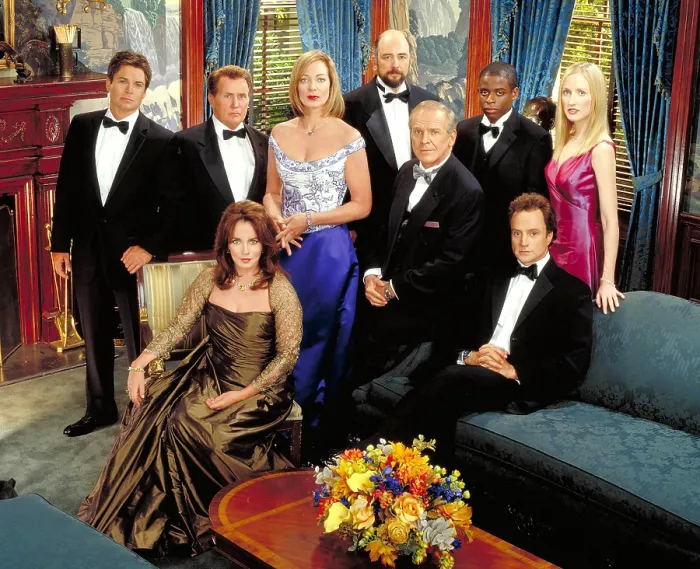 Framed Print : THE WEST WING, Rob Lowe, Martin Sheen, Allison Janney, Richard Schiff, John Spencer, Dule Hill, Janel Maloney, Stockard Channing, Bradley Whitford, (season 3), 1999-2006 Framed Print : THE WEST WING, Rob Lowe, Martin Sheen, Allison Janney, Richard Schiff, John Spencer, Dule Hill, Janel Maloney, Stockard Channing, Bradley Whitford, (season 3), 1999-2006