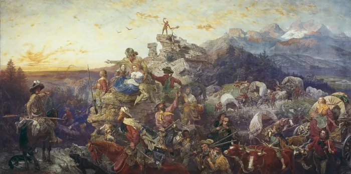 Framed Print : WESTWARD THE COURSE OF EMPIRE TAKES ITS WAY, 1862 by Emanuel Leutze