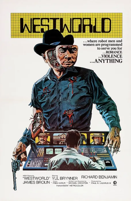 Framed Print : WESTWORLD, US poster art, Yul Brynner, 1973