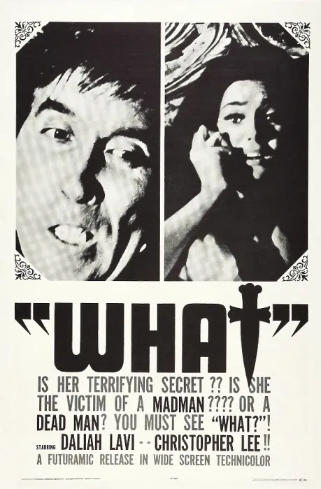 Framed Print : WHAT, (aka THE WHIP AND THE BODY, aka LA FRUSTA E IL CORPO), poster art, l-r: Christopher Lee, Daliah Lavi, 1964
