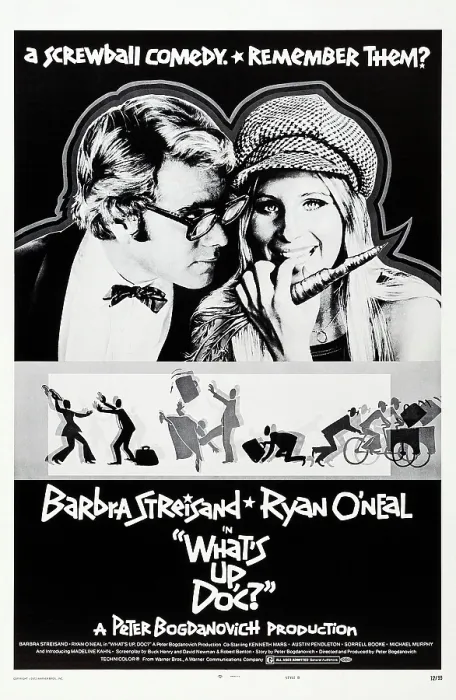 Framed Print : WHAT'S UP DOC?, US poster art, from left: Ryan O'Neal, Barbra Streisand, 1972 Framed Print : WHAT'S UP DOC?, US poster art, from left: Ryan O'Neal, Barbra Streisand, 1972