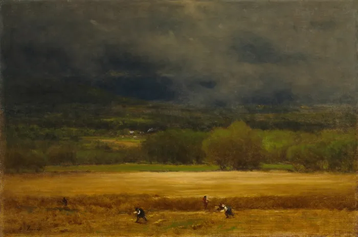 Framed Print : The Wheat Field, 1875-77, by George Inness, 1825-1894, American landscape painting, oil on canvas. Over time, Innesss work became increasingly free and expressive Framed Print : The Wheat Field, 1875-77, by George Inness, 1825-1894, American landscape painting, oil on canvas. Over time, Innesss work became increasingly free and expressive