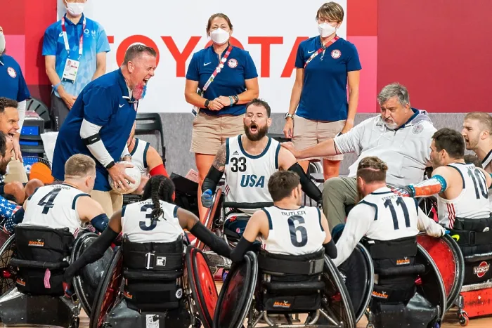 Framed Print : The US Wheel Chair Rugby team at the Tokyo Paralympics, Aug. 25, 2021. The US team advanced to the final match, losing the Gold Medal to Great Britain Framed Print : The US Wheel Chair Rugby team at the Tokyo Paralympics, Aug. 25, 2021. The US team advanced to the final match, losing the Gold Medal to Great Britain
