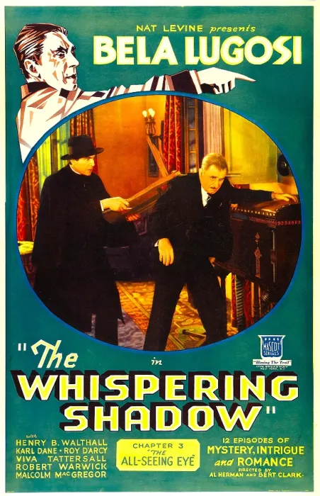 Framed Print : THE WHISPERING SHADOW, top and inset left: Bela Lugosi in Chapter 3: The All-Seeing Eye, 1933