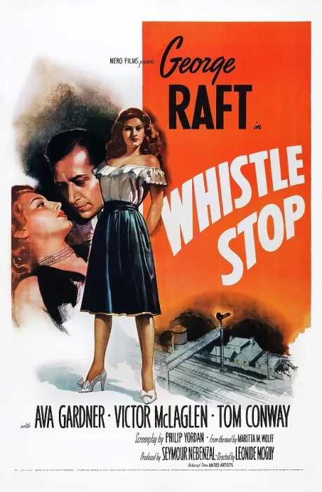 Framed Print : WHISTLE STOP, US poster art, Ava Gardner, George Raft, 1946