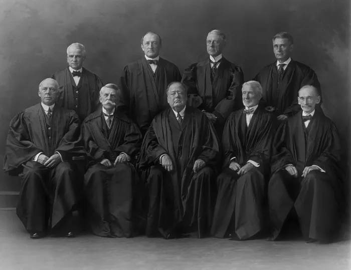 Framed Print : White Court. United States Supreme Court group portrait. Center Front is Chief Justice, Edward D. White Ca. 1915
