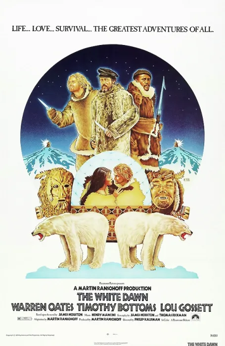 Framed Print : THE WHITE DAWN, US poster art, top from left: Timothy Bottoms, Warren Oates, Louis Gossett Jr. 1974