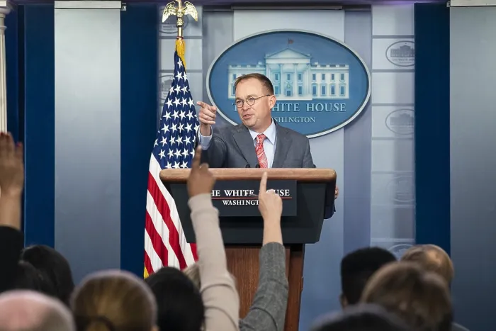 Framed Print : White House acting chief of staff, Mick Mulvaney, acknowledged on Oct