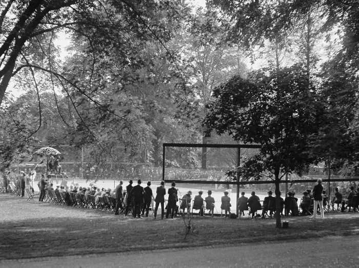 Framed Print : White House tennis court during a match on May 10, 1922. (BSLOC_2015_16_6) Framed Print : White House tennis court during a match on May 10, 1922. (BSLOC_2015_16_6)