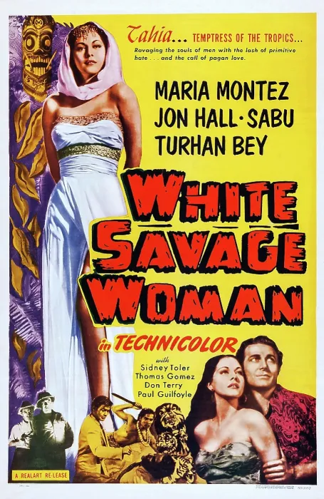 Framed Print : WHITE SAVAGE, (aka WHITE SAVAGE WOMAN, re-release title, 1953), US poster art, top left: Maria Montez; bottom from second right: Maria Montez, Jon Hall; bottom center: Sabu, 1943 Framed Print : WHITE SAVAGE, (aka WHITE SAVAGE WOMAN, re-release title, 1953), US poster art, top left: Maria Montez; bottom from second right: Maria Montez, Jon Hall; bottom center: Sabu, 1943
