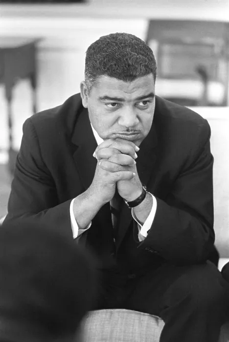 Framed Print : Whitney Young (1931-1971), during a meeting with President Lyndon Johnson
