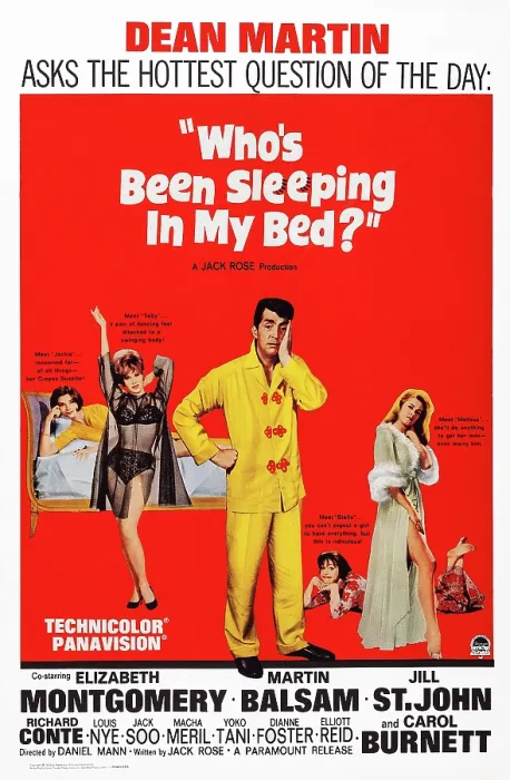 Framed Print : WHO'S BEEN SLEEPING IN MY BED, US poster art, from left: Macha Meril, Jill St. John, Dean Martin, Carol Burnett, Elizabeth Montgomery, 1963