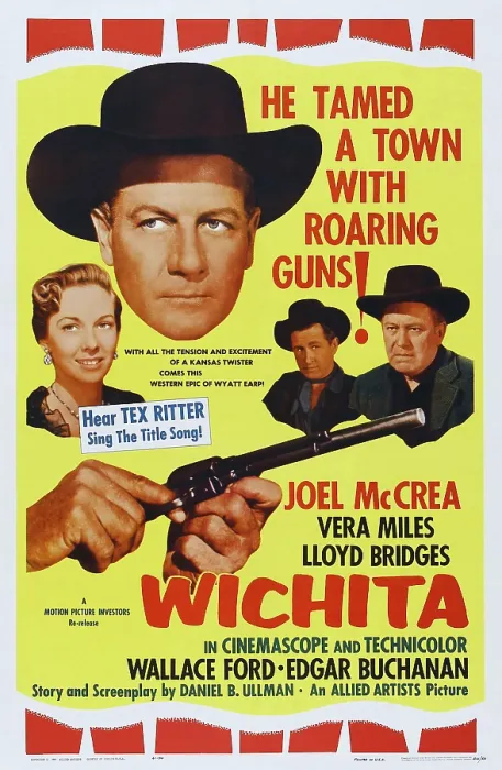 Framed Print : WICHITA, US poster, from left: Vera Miles, Joel McCrea, Lloyd Bridges, Edgar Buchanan, 1955