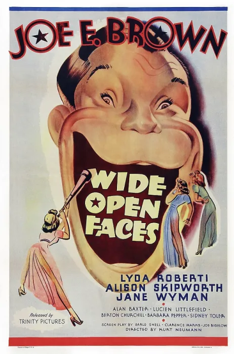Framed Print : WIDE OPEN FACES, US poster art, Joe E. Brown, 1938