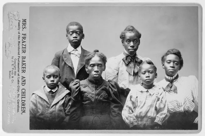 Framed Print : Widow and the surviving children of Frazer Baker. Baker, was appointed postmaster of the Lake City, North Carolina, a largely African American town. On Feb