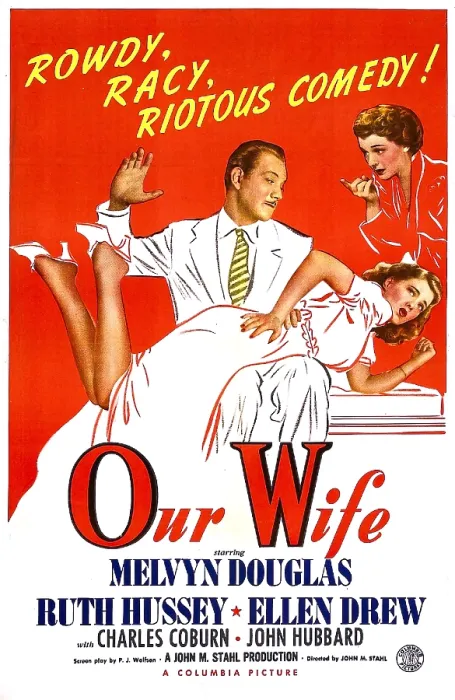 Framed Print : OUR WIFE, US poster, Melvyn Douglas (center), Ruth Hussey (far right), Ellen Drew (being spanked), 1941 Framed Print : OUR WIFE, US poster, Melvyn Douglas (center), Ruth Hussey (far right), Ellen Drew (being spanked), 1941
