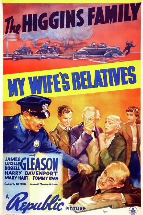 Framed Print : MY WIFE'S RELATIVES, US poster art, foreground right: James Gleason; standing from left, starting with Russell Gleason (brown leather jacket), Harry Davenport, Lucile Gleason