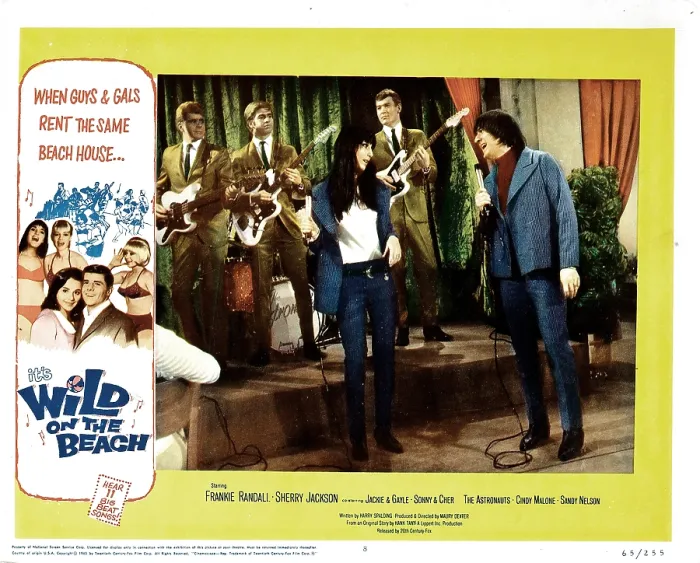 Framed Print : WILD ON THE BEACH, from left, front, Cher, Sonny Bono, (backed by The Astronauts), 1965 Framed Print : WILD ON THE BEACH, from left, front, Cher, Sonny Bono, (backed by The Astronauts), 1965