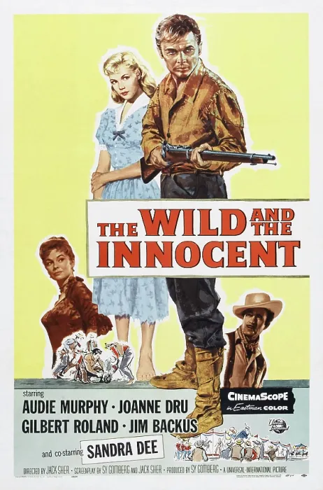 Framed Print : THE WILD AND THE INNOCENT, US poster art, from left: Joanne Dru, Sandra Dee, Audie Murphy, Gilbert Roland, 1959 Framed Print : THE WILD AND THE INNOCENT, US poster art, from left: Joanne Dru, Sandra Dee, Audie Murphy, Gilbert Roland, 1959