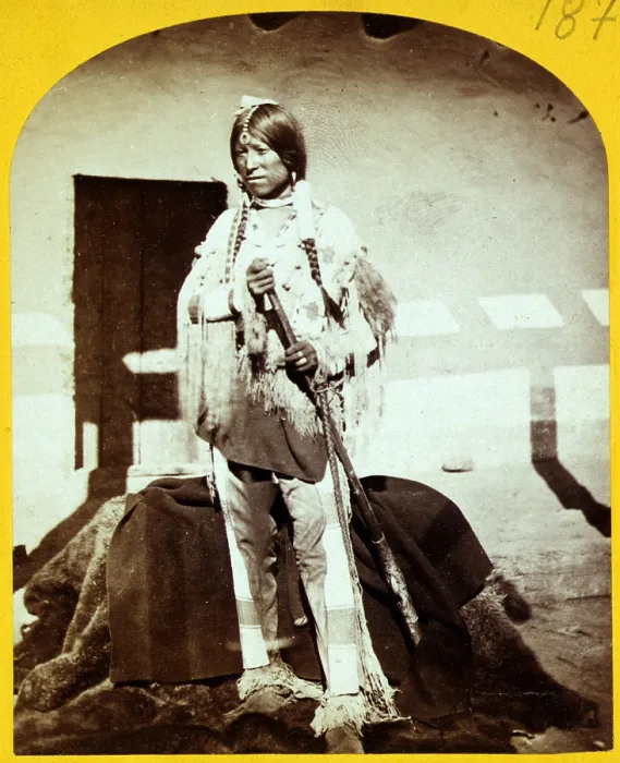 Framed Print : Wild West. Shee-zah-nan-tan, Jicarilla Apache Brave in characteristic costume, northern New Mexico. Timothy O'Sullivan, photographer, 1874 Framed Print : Wild West. Shee-zah-nan-tan, Jicarilla Apache Brave in characteristic costume, northern New Mexico. Timothy O'Sullivan, photographer, 1874