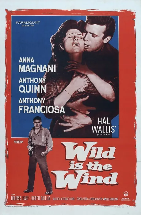 Framed Print : WILD IS THE WIND, US poster art, from left: Anthony Quinn, Anna Magnani, Anthony Franciosa, 1957