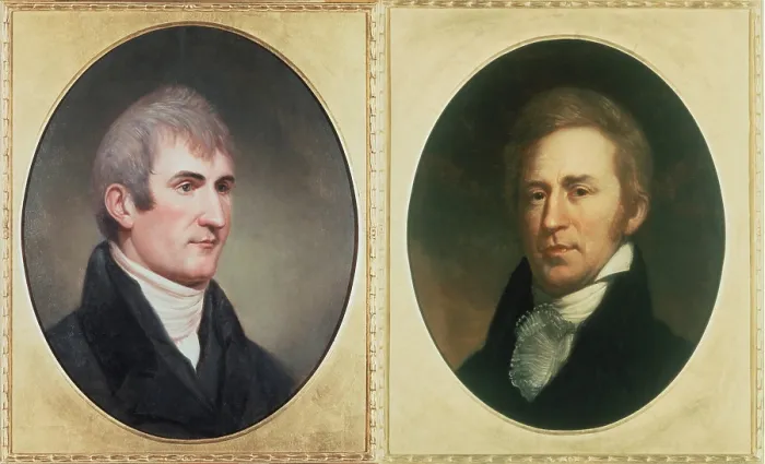 Framed Print : William Clark 1770-1838 and Meriwether Lewis 1774-1809. Portraits by Charles Wilson Peale