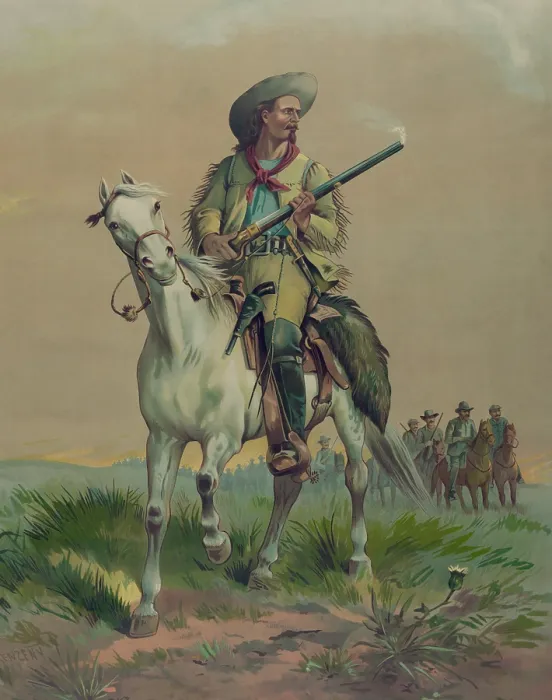 Framed Print : William Cody, aka Buffalo Bill, on horseback, leading a column of mounted soldiers. Cody served in the US Army from 1863-65 Framed Print : William Cody, aka Buffalo Bill, on horseback, leading a column of mounted soldiers. Cody served in the US Army from 1863-65