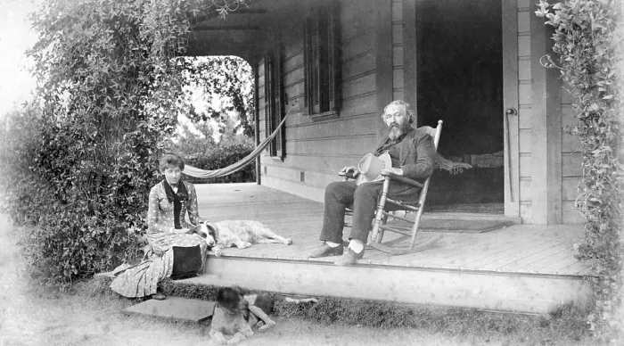 Framed Print : William Douglas O'Connor (1832-1889), American author and poet with his niece, future poet, Grace Ellery Channing Stetson (1862-1937) in Pasadena, California, 1887