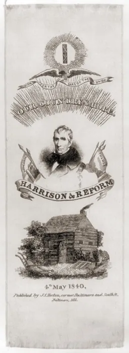 Framed Print : William Henry Harrison campaign ribbon 1840. An eagle holds a streamer with the words Union for the Sake of the Union above Harrison's portrait Framed Print : William Henry Harrison campaign ribbon 1840. An eagle holds a streamer with the words Union for the Sake of the Union above Harrison's portrait