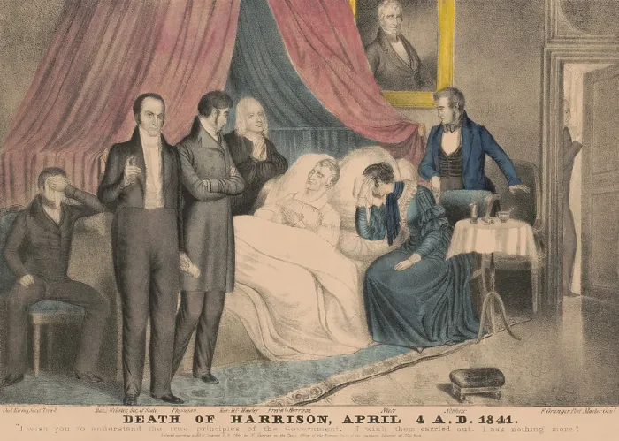 Framed Print : William Henry Harrison on his deathbed a month after his inauguration, April 4, 1841