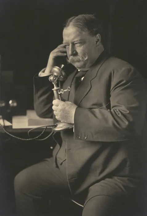 Framed Print : William Howard Taft, smiles as he learns by telephone of his Republican nomination for President