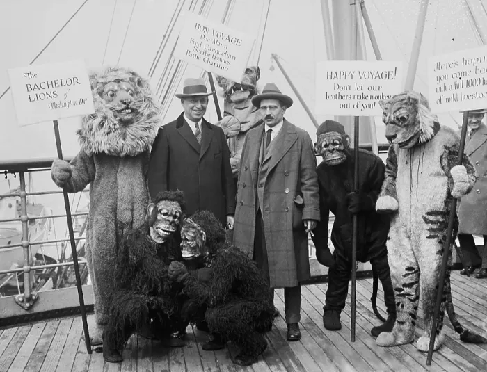Framed Print : William M. Mann (right), sets off on Smithsonian-Chrysler Expedition to Tanganyika and East Africa. Standing with the expedition sponsor, Walter P Framed Print : William M. Mann (right), sets off on Smithsonian-Chrysler Expedition to Tanganyika and East Africa. Standing with the expedition sponsor, Walter P