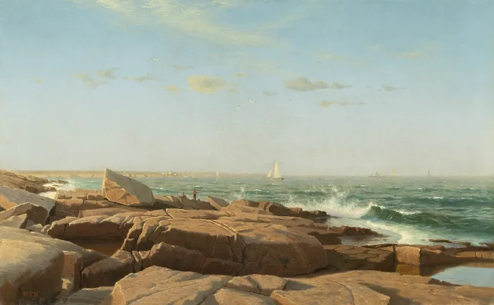 Framed Print : William Stanley Haseltine, by Narragansett Bay, 1864, American painting, oil on canvas