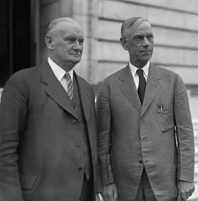 Framed Print : Willis C. Hawley and Reed Smoot, co-sponsors of the Smoot-Hawley Tarrif Act of 1930, c. 1929