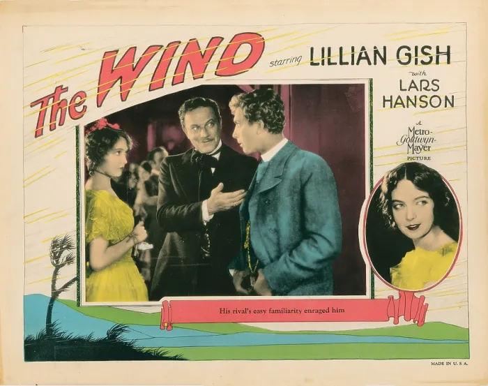 Framed Print : THE WIND, lobbycard, from left: Lillian Gish, Montagu Love, Lars Hanson, portrait right: Lillian Gish, 1928 Framed Print : THE WIND, lobbycard, from left: Lillian Gish, Montagu Love, Lars Hanson, portrait right: Lillian Gish, 1928