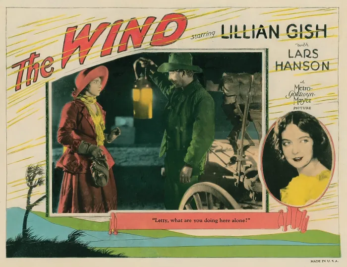 Framed Print : THE WIND, lobbycard, Lillian Gish, (inset left, and portrait right), Lars Hanson (lantern), 1928