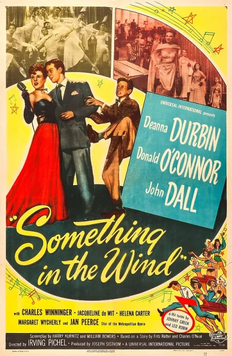 Framed Print : SOMETHING IN THE WIND, US poster, from left: John Dall, Deanna Durbin, Donald O'Connor, Jan Peerce, 1947
