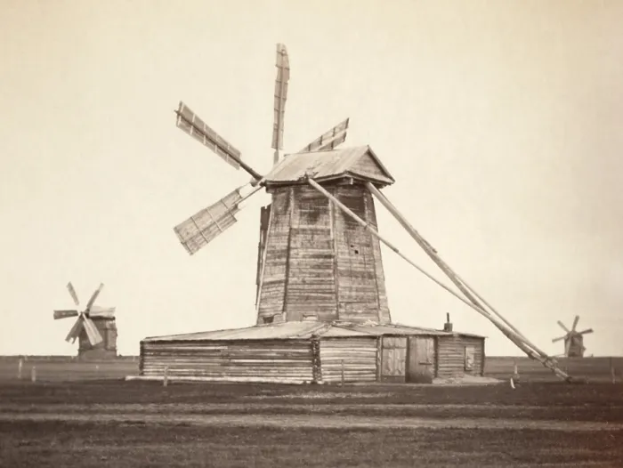 Framed Print : Windmills near Omsk, Siberia, in Imperial Russia Empire, 1885