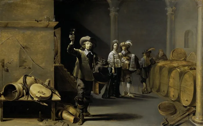Framed Print : The Wine Connoisseurs, by Jacob Duck, 1640-42, Dutch painting, oil on panel