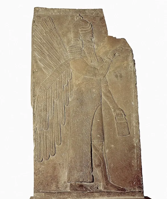Framed Print : Winged Genie. 883 BC - 859 BC. Protective genie. Assyrian art. Relief on rock. FRANCE. Paris. Louvre Museum. Proc: IRAQ. Khorsabad. Palace of Sargon II